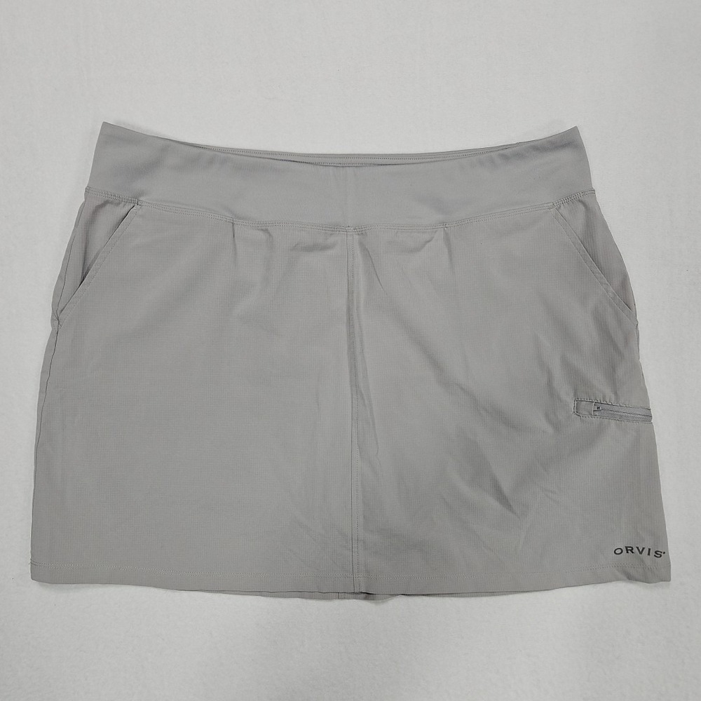 Orvis Skort Womens XL Gray Stretch Athletic Outdoor Hiking Pull On Elastic Waist